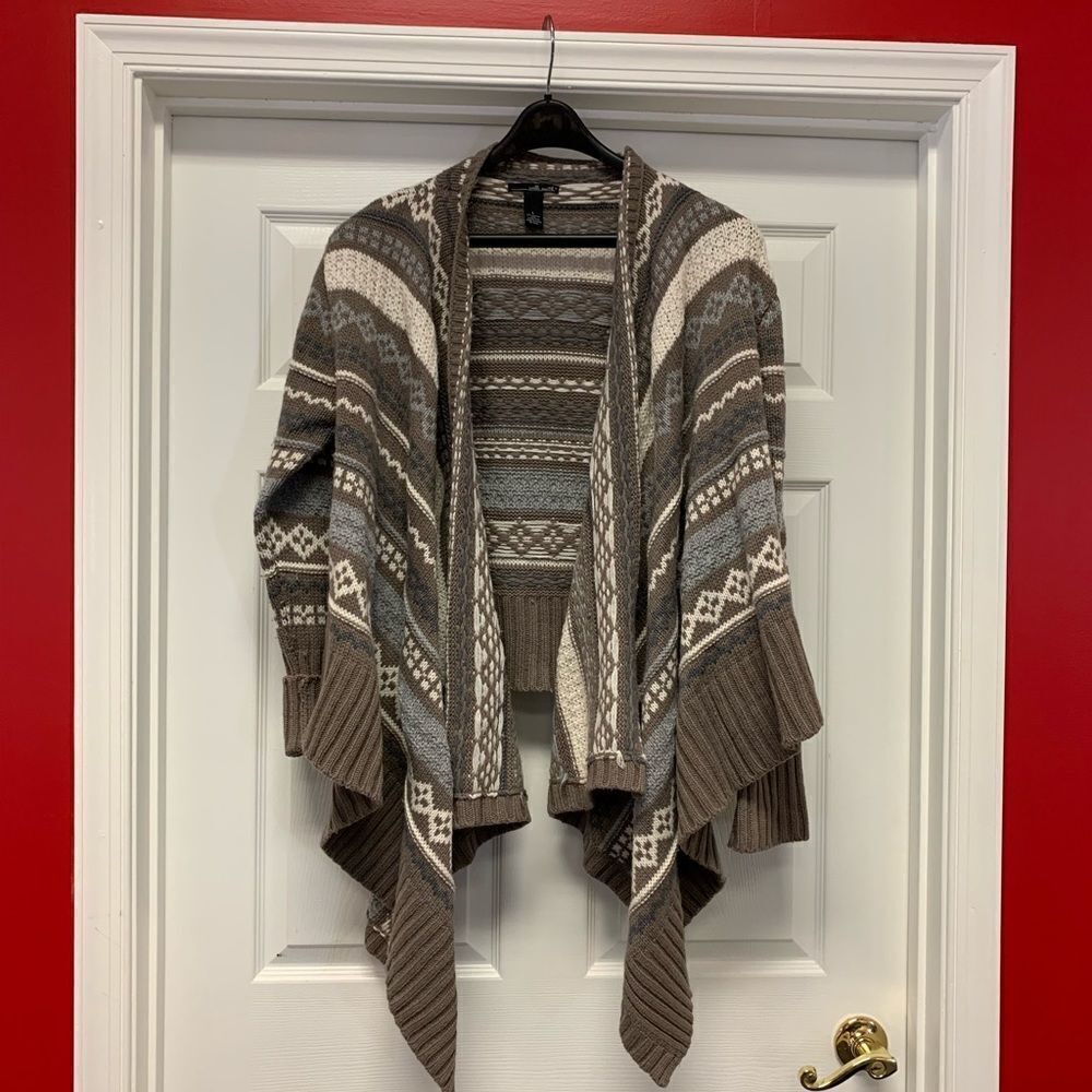 Willi Smith Texture Knit Waterfall Cardigan sz L